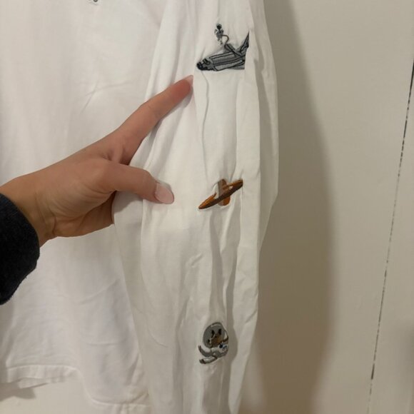 Percival Heavyweight Long Sleeve T Shirt with Spaceman Embroidery - White L - Picture 6 of 6